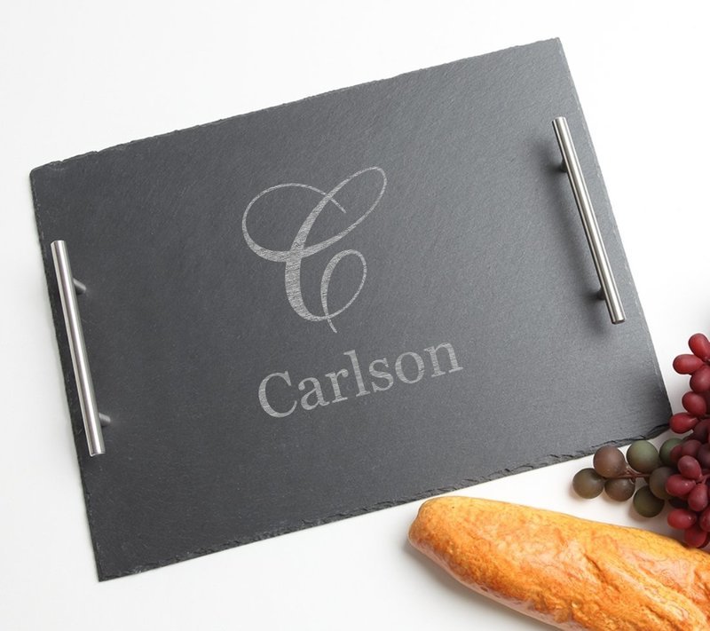 Personalized Slate Serving Tray Stainless 15 x 12 DESIGN 3