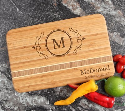 Personalized Bamboo Cutting Board Engraved 12 x 8 DESIGN 10