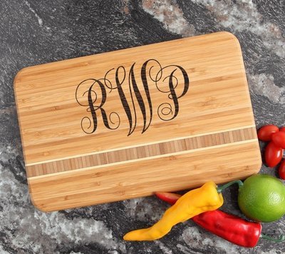 Personalized Bamboo Cutting Board Engraved 12 x 8 DESIGN 1