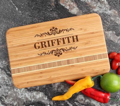 Personalized Bamboo Cutting Board Engraved 12 x 8 DESIGN 16