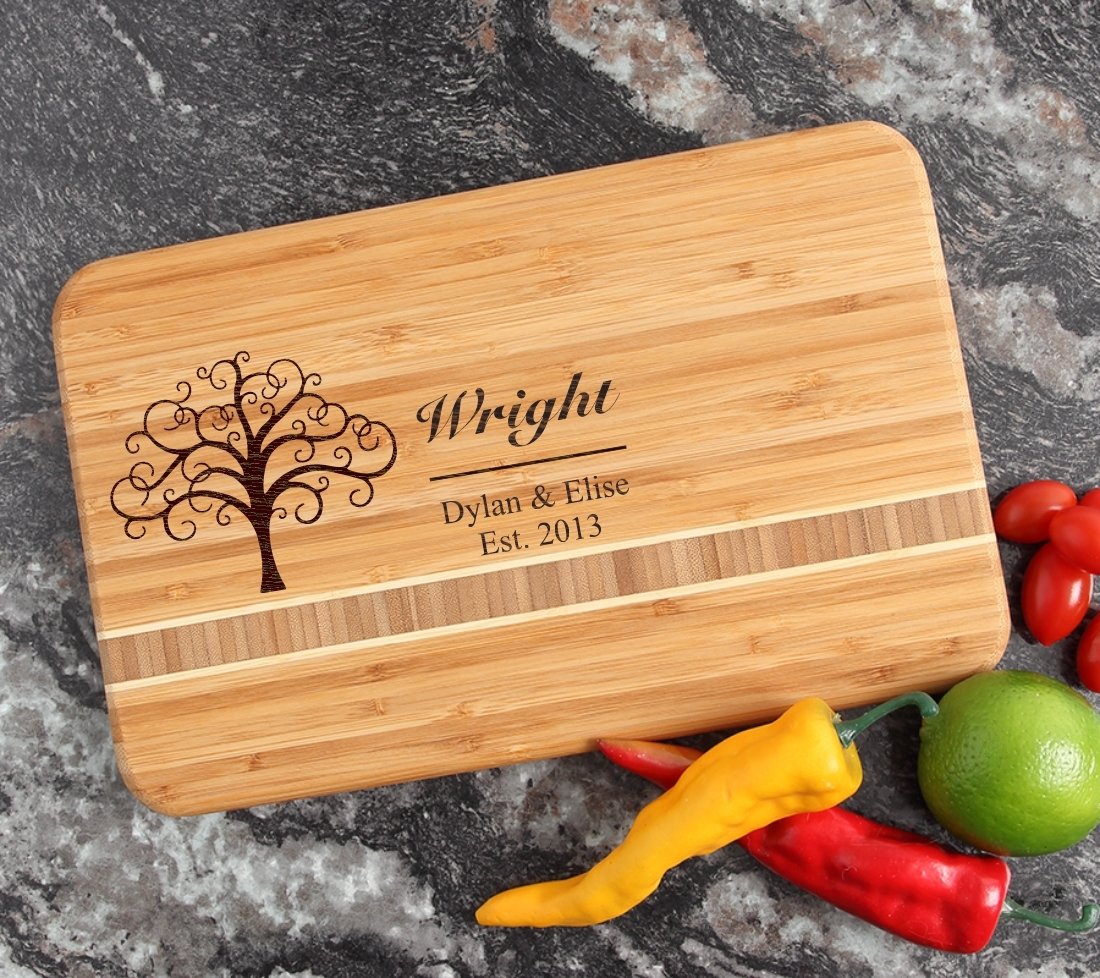 Personalized Bamboo Cutting Board Engraved 12 x 8 DESIGN 18