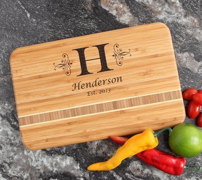 Personalized Bamboo Cutting Board Engraved 12 x 8 DESIGN 2