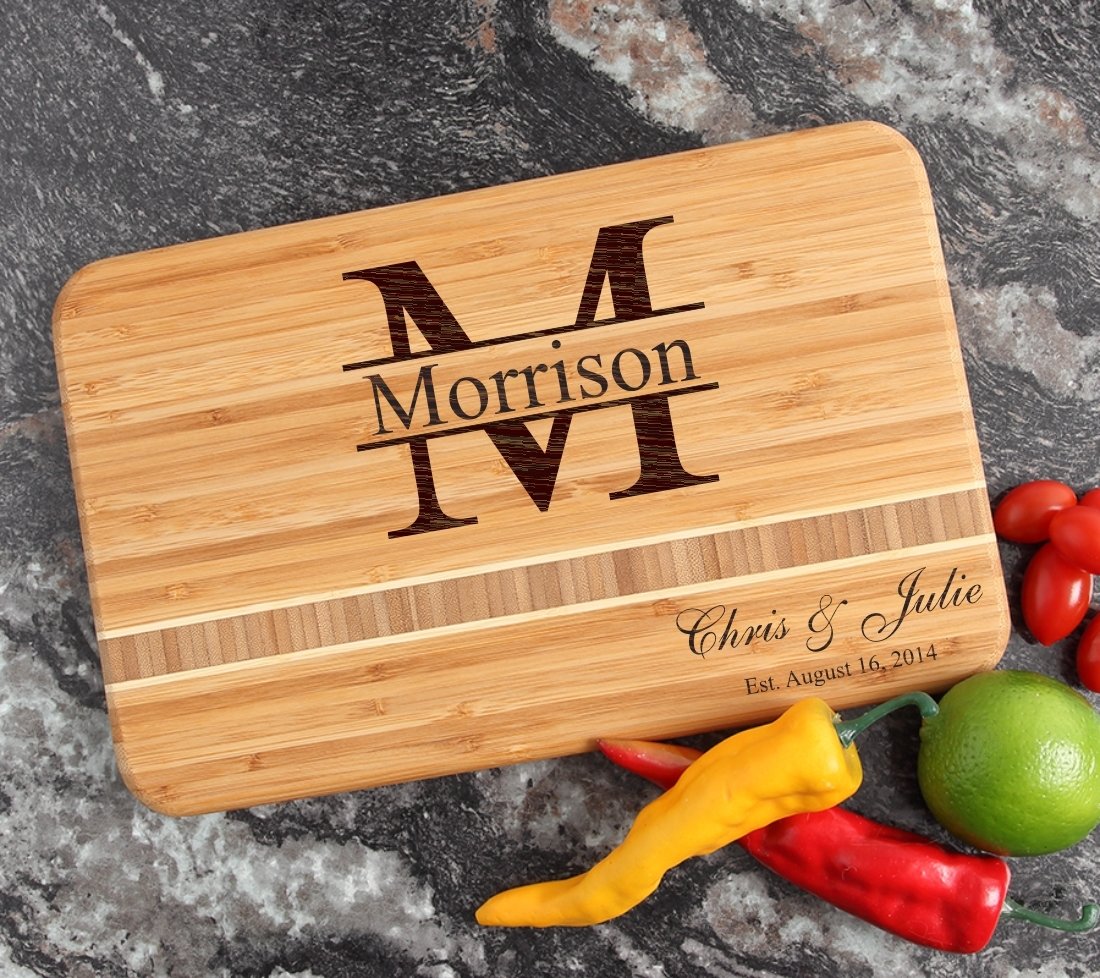 Personalized Bamboo Cutting Board Engraved 12 x 8 DESIGN 24