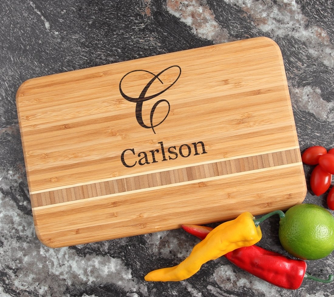 Personalized Bamboo Cutting Board Engraved 12 x 8 DESIGN 3