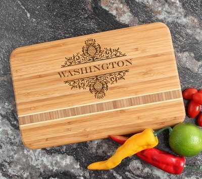 Personalized Bamboo Cutting Board Engraved 12 x 8 DESIGN 36