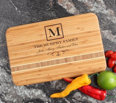 Personalized Bamboo Cutting Board Engraved 12 x 8 DESIGN 41