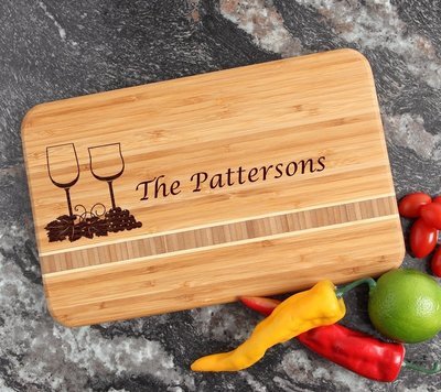 Personalized Bamboo Cutting Board Engraved 12 x 8 DESIGN 5