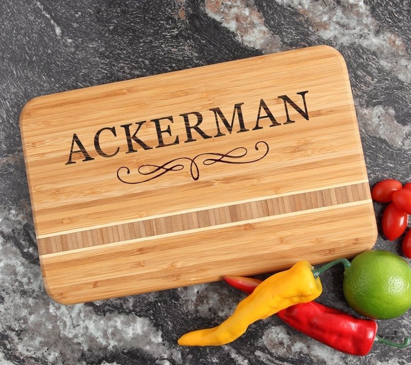 Personalized Bamboo Cutting Board Engraved 12 x 8 DESIGN 8