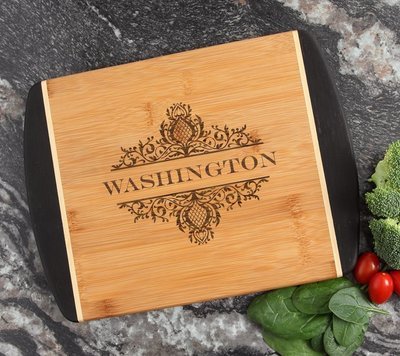 Cutting Board Engraved Personalized Bamboo 12 x 9 DESIGN 36