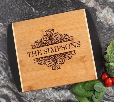 Cutting Board Engraved Personalized Bamboo 12 x 9 DESIGN 39