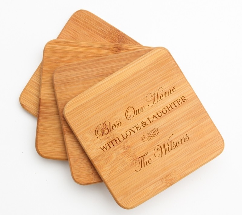 Personalized Bamboo Coasters Engraved Bamboo Coaster Set DESIGN 22