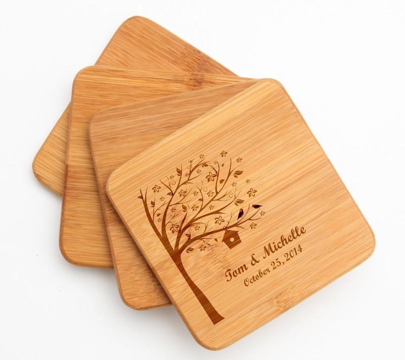 Personalized Bamboo Coasters Engraved Bamboo Coaster Set DESIGN 27