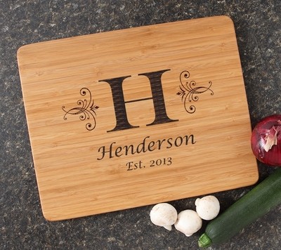 Engraved Bamboo Cutting Board Personalized 15x12 DESIGN 2