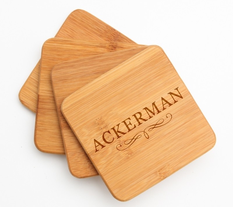 Personalized Bamboo Coasters Engraved Bamboo Coaster Set DESIGN 8