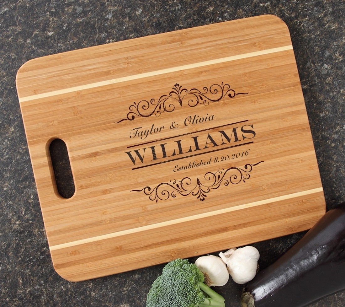 Personalized Cutting Board Engraved 15x12 Handle DESIGN 34