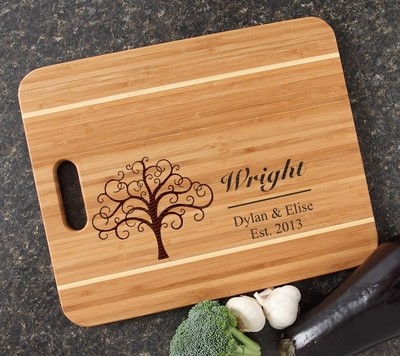 Personalized Cutting Board Engraved 15x12 Handle DESIGN 18