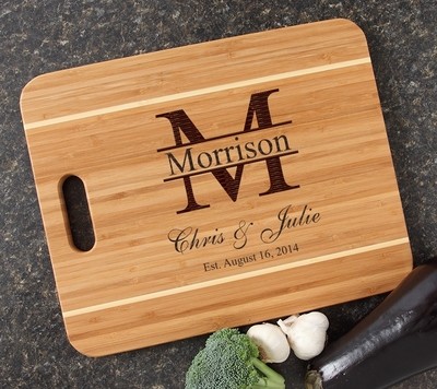 Personalized Cutting Board Engraved 15x12 Handle DESIGN 24