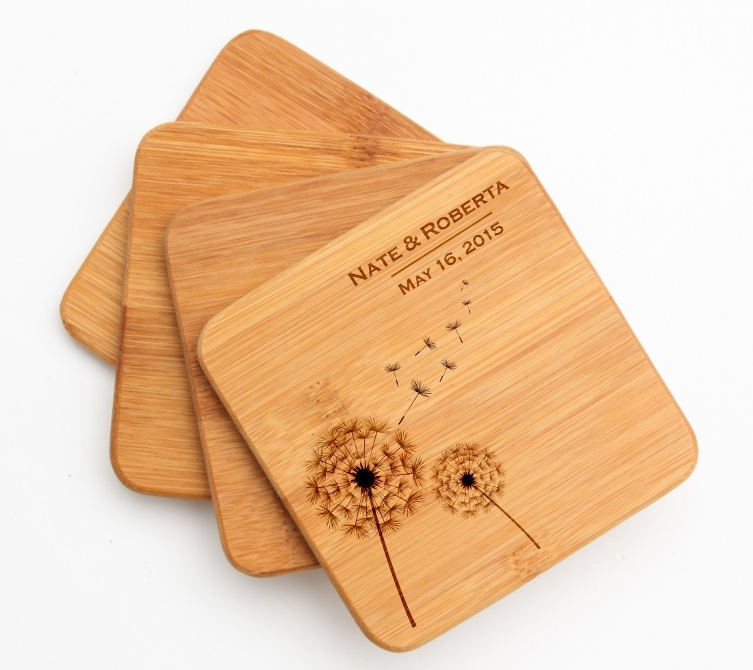 Personalized Bamboo Coasters Engraved Bamboo Coaster Set DESIGN 28