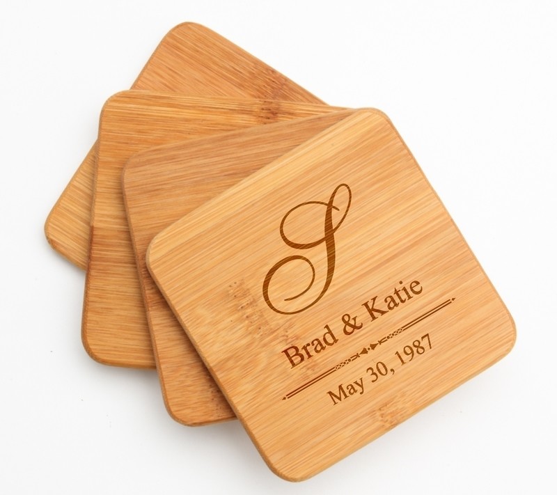 Personalized Bamboo Coasters Engraved Bamboo Coaster Set DESIGN 11