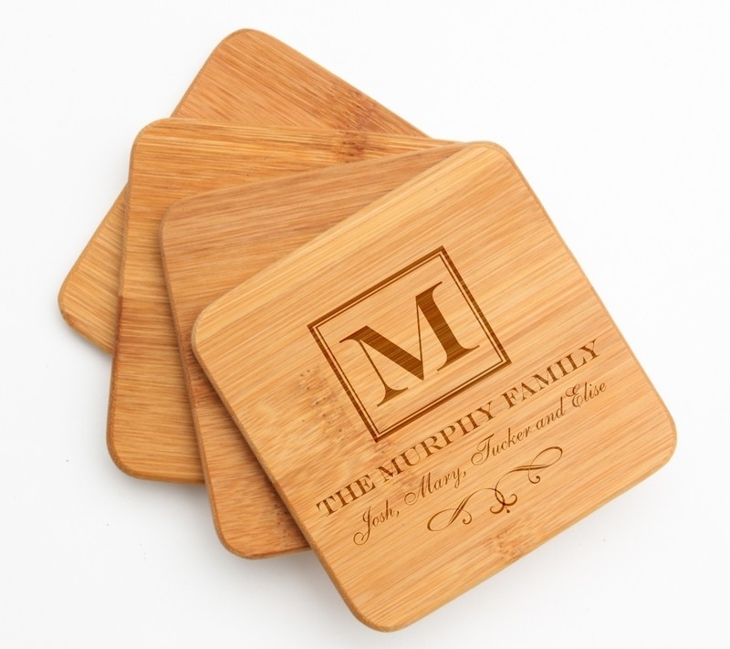 Personalized Bamboo Coasters Engraved Bamboo Coaster Set DESIGN 41