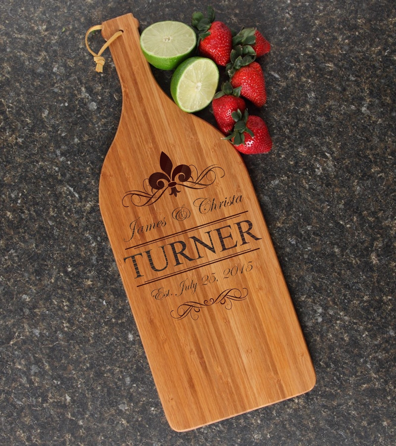 Personalized Cutting Board Engraved Bamboo 16 x 5 DESIGN 20
