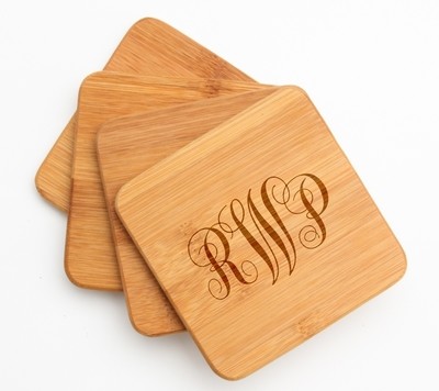Personalized Bamboo Coasters Engraved Bamboo Coaster Set DESIGN 1