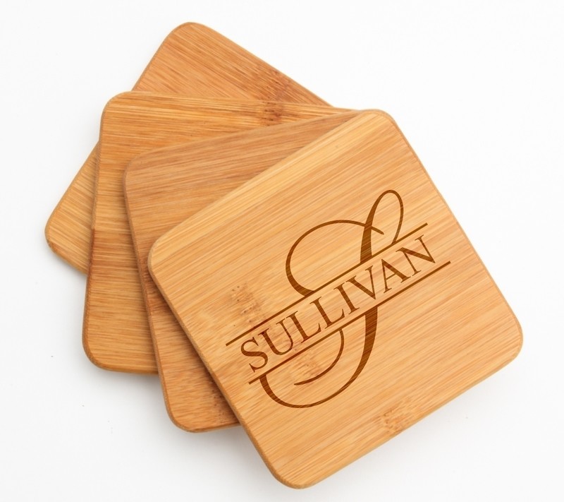 Personalized Bamboo Coasters Engraved Bamboo Coaster Set DESIGN 25