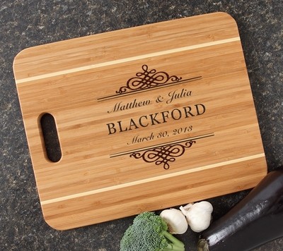Personalized Cutting Board Engraved 15x12 Handle DESIGN 14