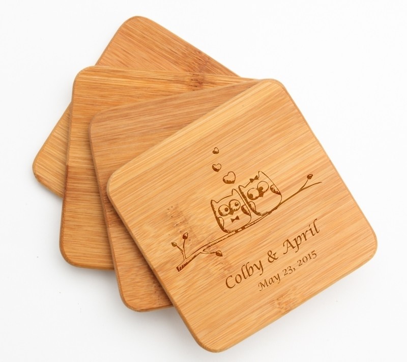 Personalized Bamboo Coasters Engraved Bamboo Coaster Set DESIGN 29