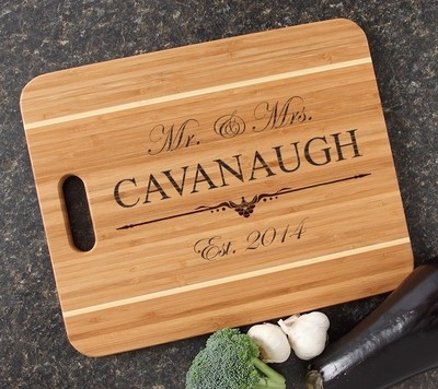 Personalized Cutting Board Engraved 15x12 Handle DESIGN 19