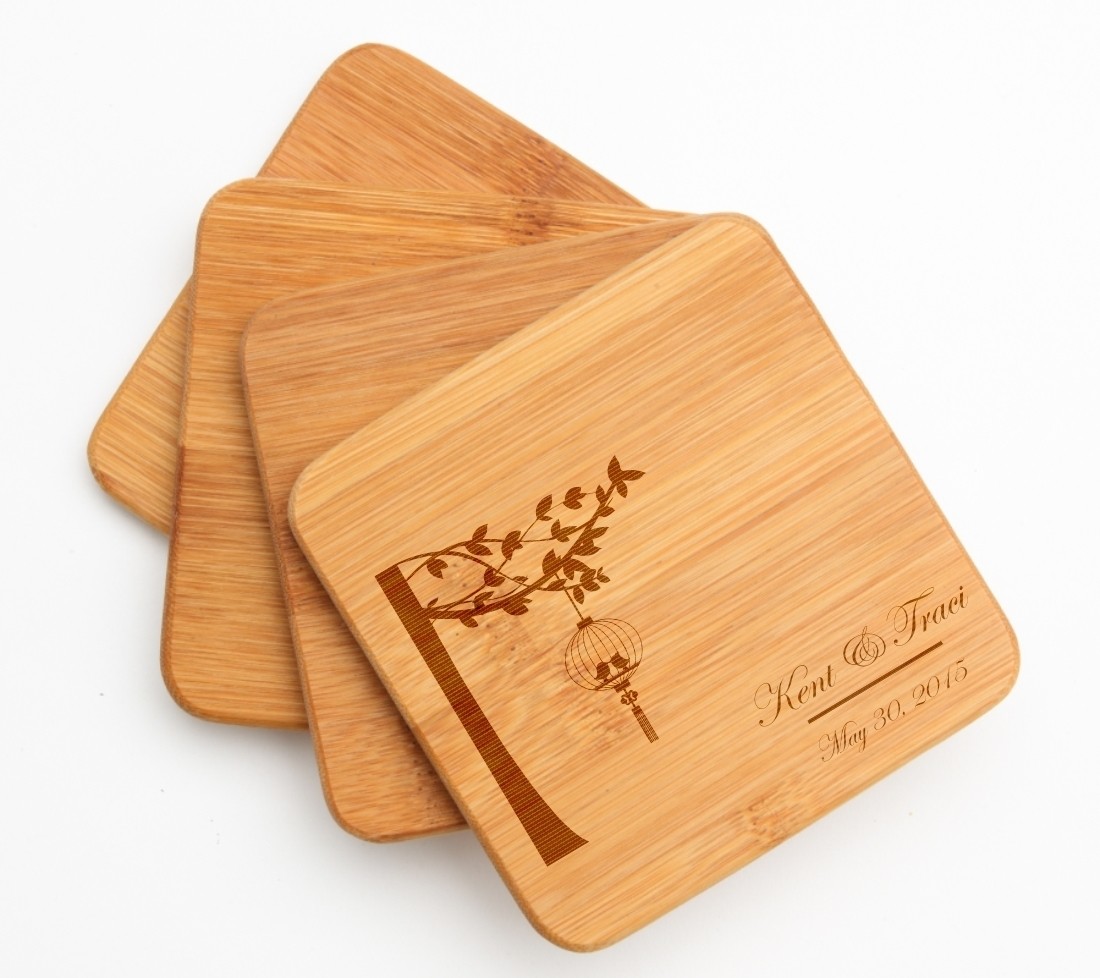 Personalized Bamboo Coasters Engraved Bamboo Coaster Set DESIGN 32