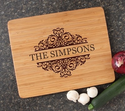 Engraved Bamboo Cutting Board Personalized 15x12 DESIGN 39
