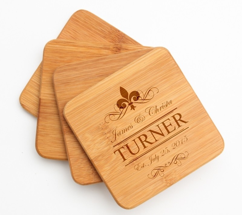 Personalized Bamboo Coasters Engraved Bamboo Coaster Set DESIGN 20