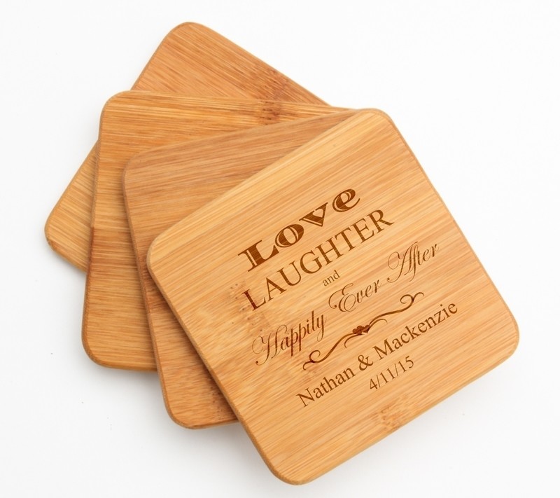 Personalized Bamboo Coasters Engraved Bamboo Coaster Set DESIGN 26