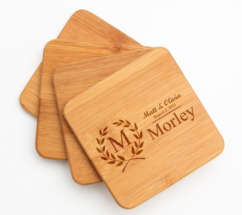 Personalized Bamboo Coasters Engraved Bamboo Coaster Set DESIGN 6