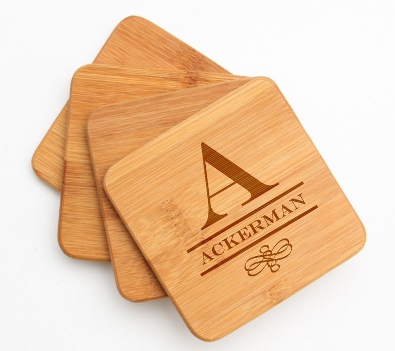 Personalized Bamboo Coasters Engraved Bamboo Coaster Set DESIGN 12