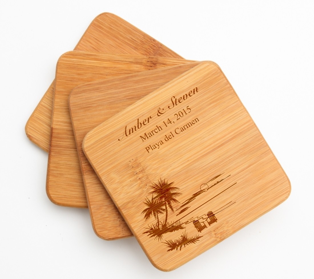 Personalized Bamboo Coasters Engraved Bamboo Coaster Set DESIGN 33