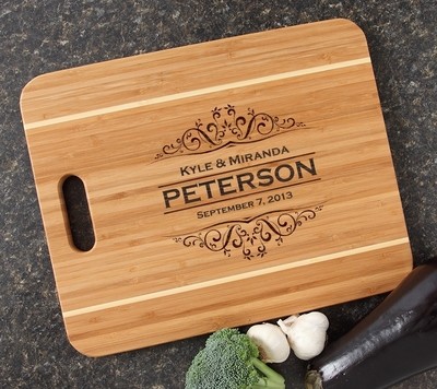 Personalized Cutting Board Engraved 15x12 Handle DESIGN 7