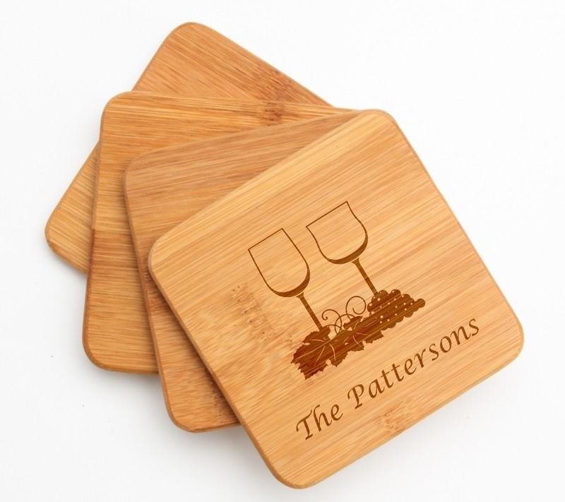 Personalized Bamboo Coasters Engraved Bamboo Coaster Set DESIGN 5