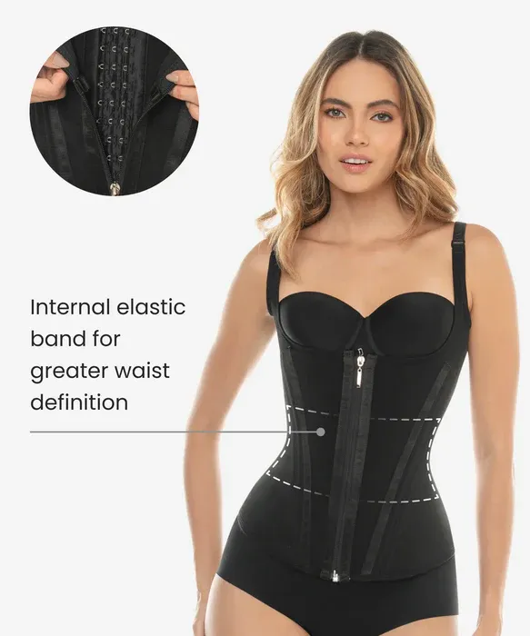 Vest with V shape &amp; zipper