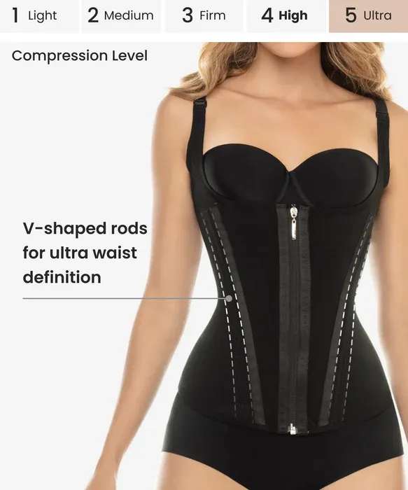 Vest with V shape &amp; zipper