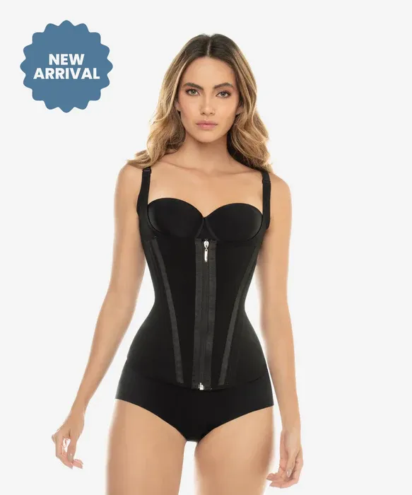 Vest with V shape &amp; zipper