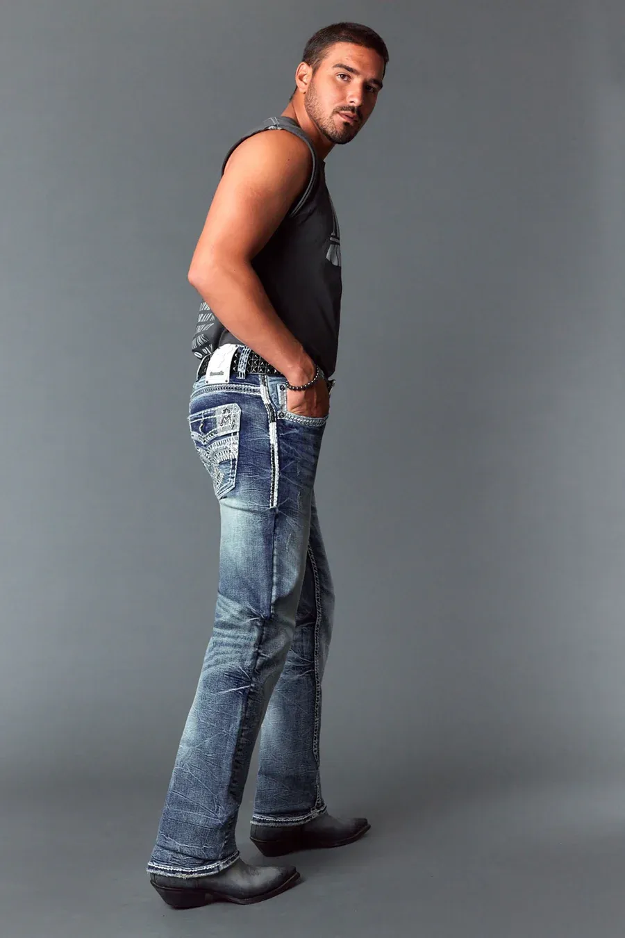 Men&#39;s Embroidered Straight Leg Jeans