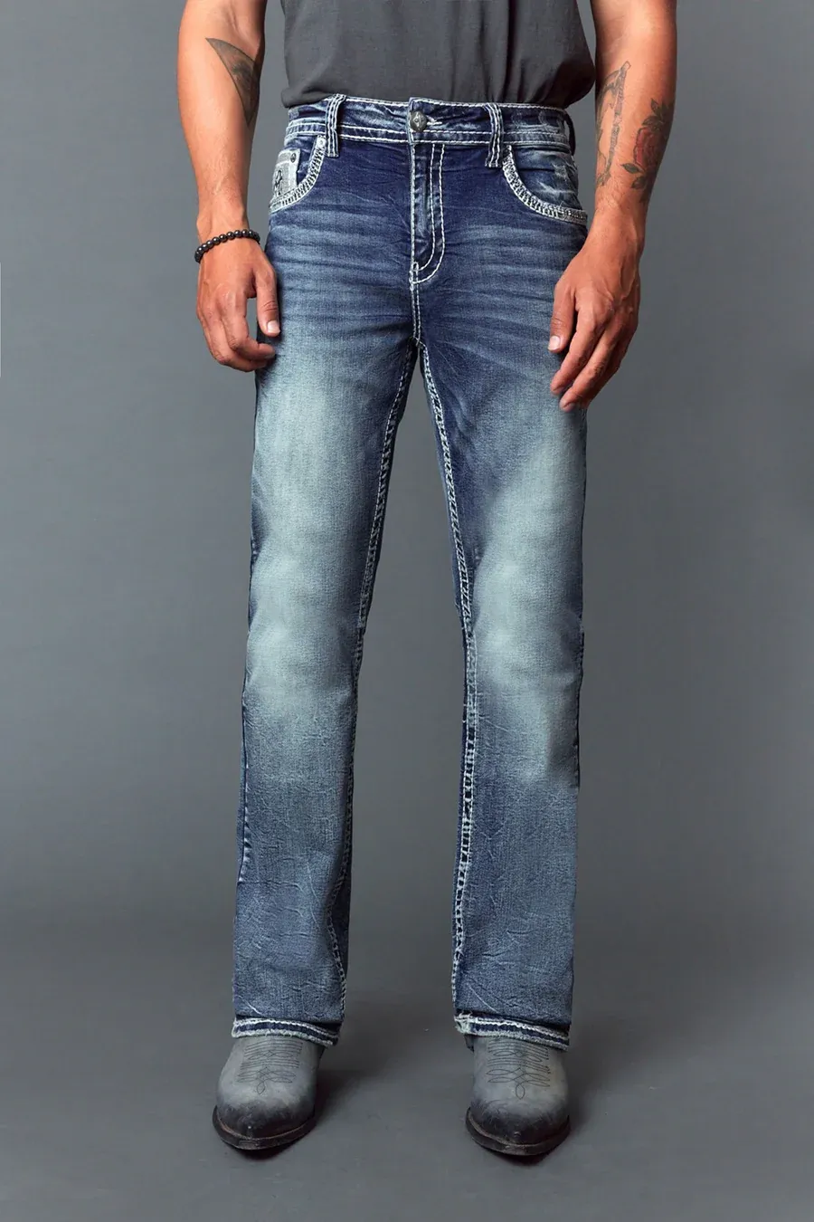 Men&#39;s Embroidered Straight Leg Jeans