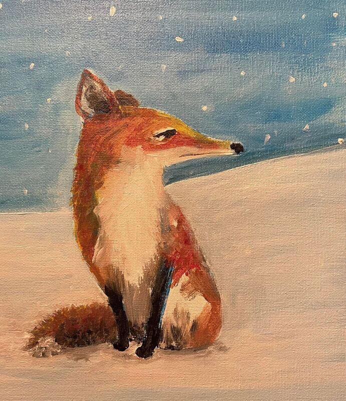 Fox in a Flurry Giclee Print on Canvas