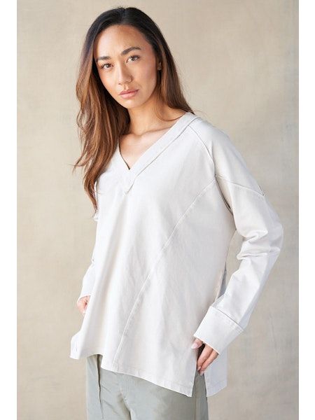 Butter Raw Edge V-Neck Long Sleeve Top