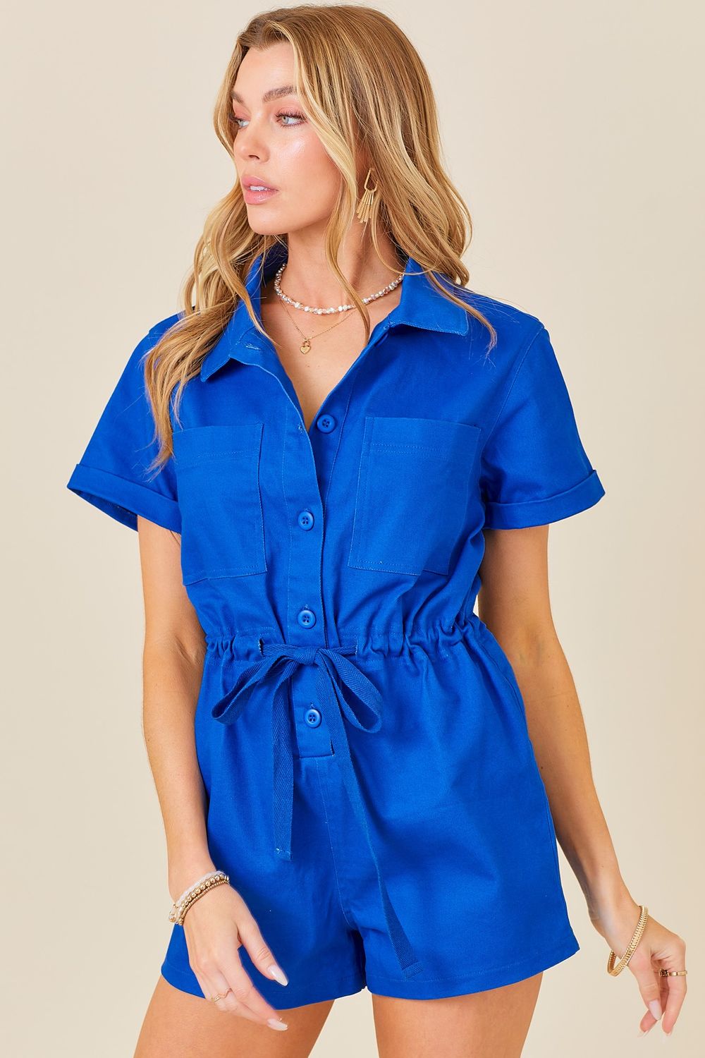 Royal Blue Washed Denim Romper