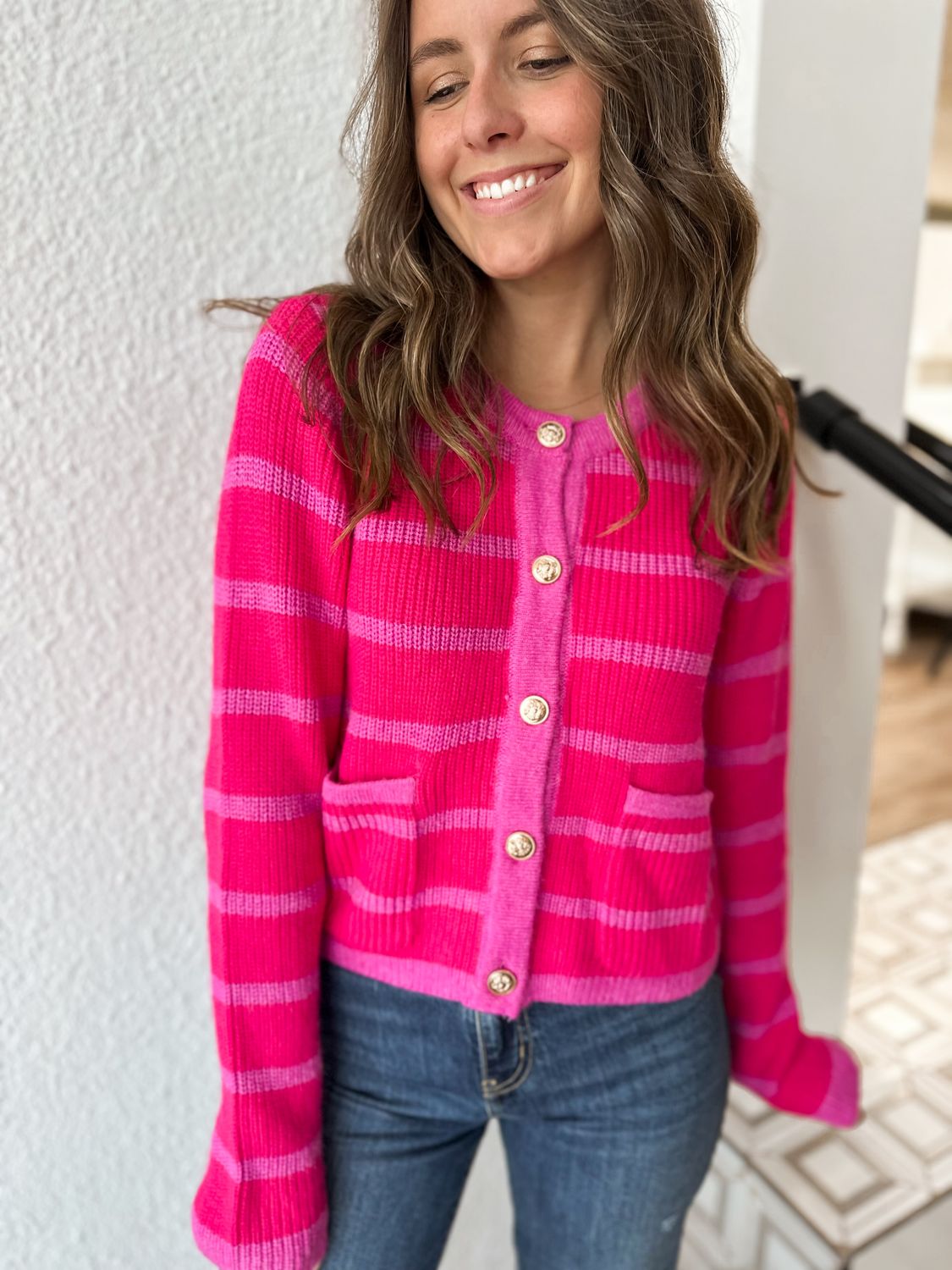 Pink &amp; Magenta Stripe Kassidy Cardigan