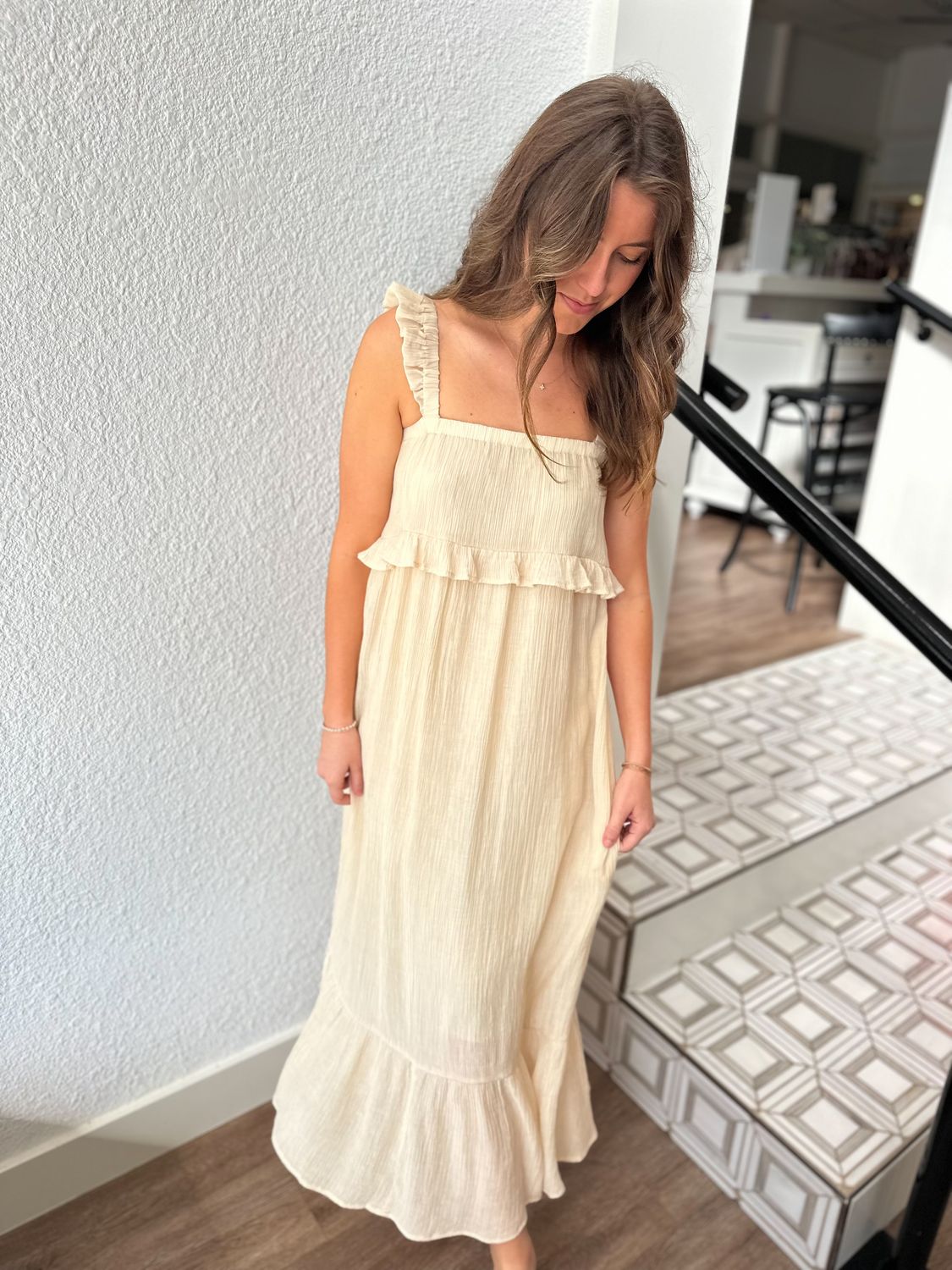 Ivory Takes Time Ruffle Maxi