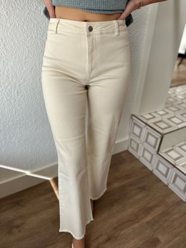 Cream Clear Eyes Wide Leg Pant